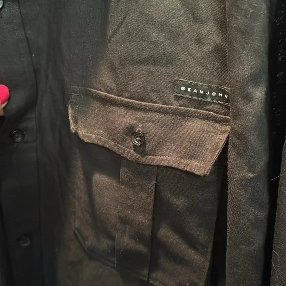 Sean John Black Short Sleeve Button down Shirt 3XL - Picture 2 of 10